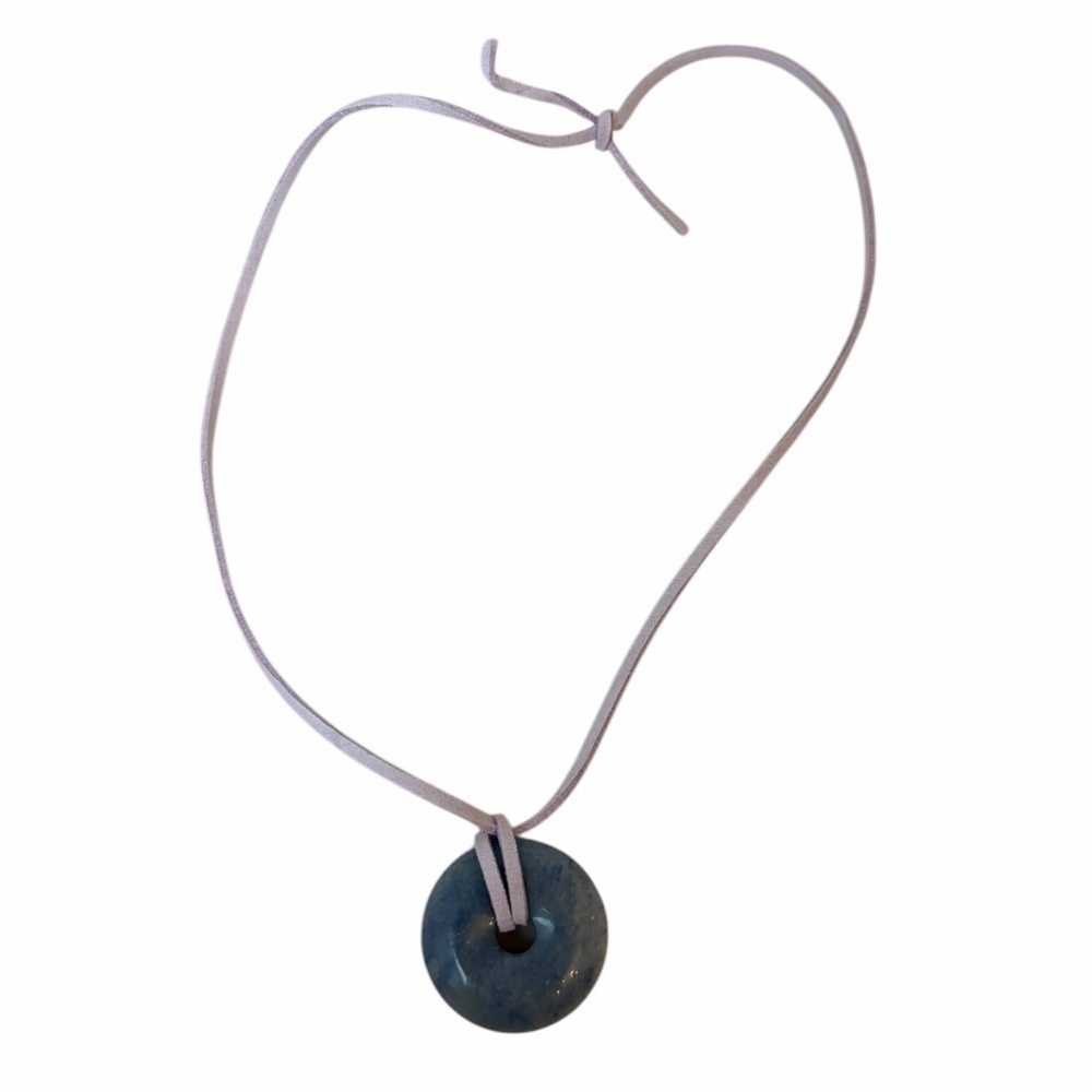 Natural Aventurine Donut Pendant Necklace – Calming Green Stone Adjustable Cord - Picture 1 of 2